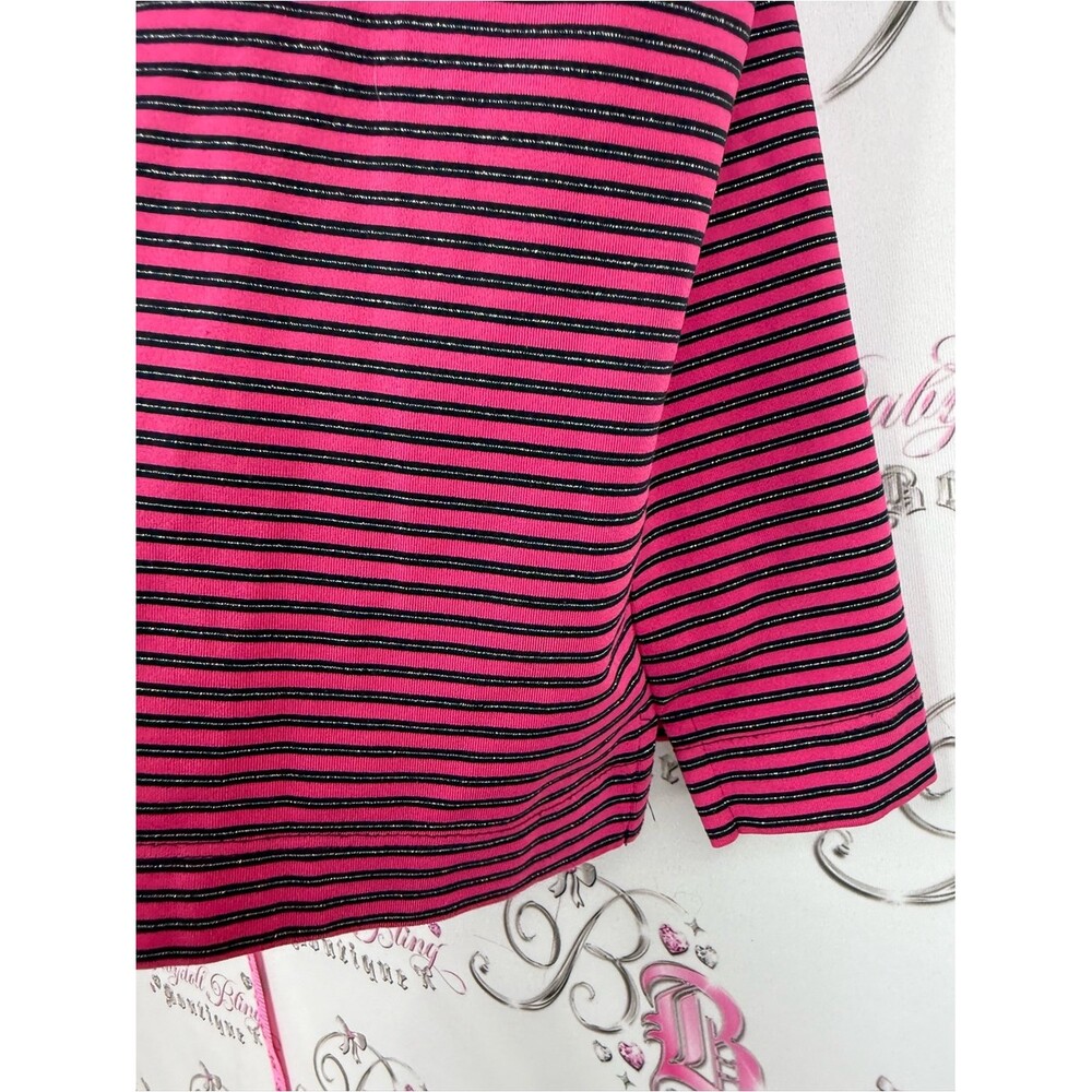 Tailteck shirt sparkly zip up silver Pink & Black Striped Zip Polo - Picture 4 of 11